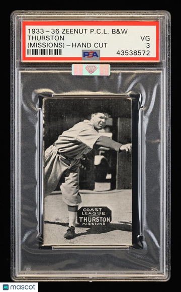 1933-36 Zeenut Pacific Coast League B&W Thurston (Missions) Hand Cut PSA 3