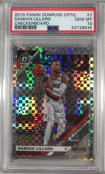 2019 Panini Donruss Optic Damien Lillard #7 Checkerboard PSA 10 Gem Mint Dame Pop 5