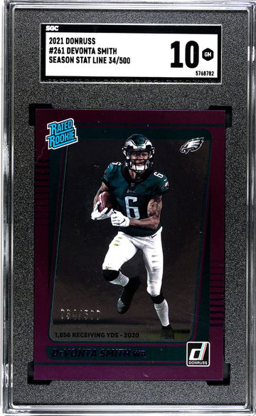 2021 Donruss #261 DeVonta Smith Rated Rookie /500 SGC 10