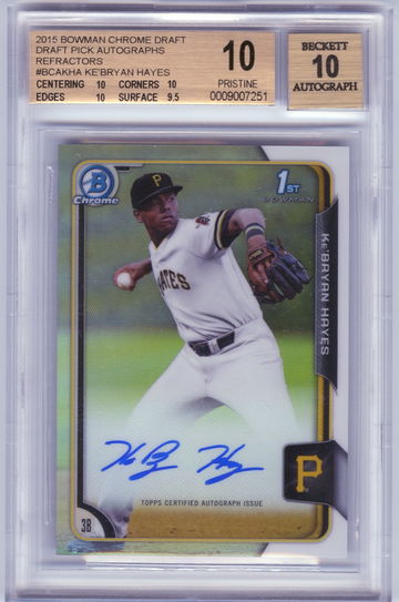 2015 Bowman Chrome Draft Ke’Bryan Hayes Refractor Auto BGS 10 Pristine 