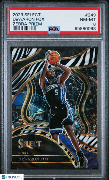 2023 Panini Select De'aaron Fox #249 Zebra Prizm PSA 8