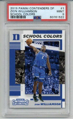2019 PANINI CONTENDERS DP SCHOOL COLORS #1 ZION WILLIAMSON CARD DUKE PSA 9