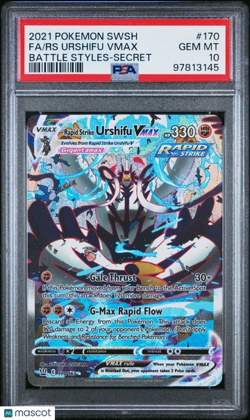 2021 Pokemon Sword & Shield Battle Styles RS Urshifu VMAX Battle Styles-Secret Fa PSA 10 #170