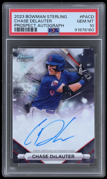 2023 Bowman Sterling Chase Delauter Prospect Autograph PSA 10