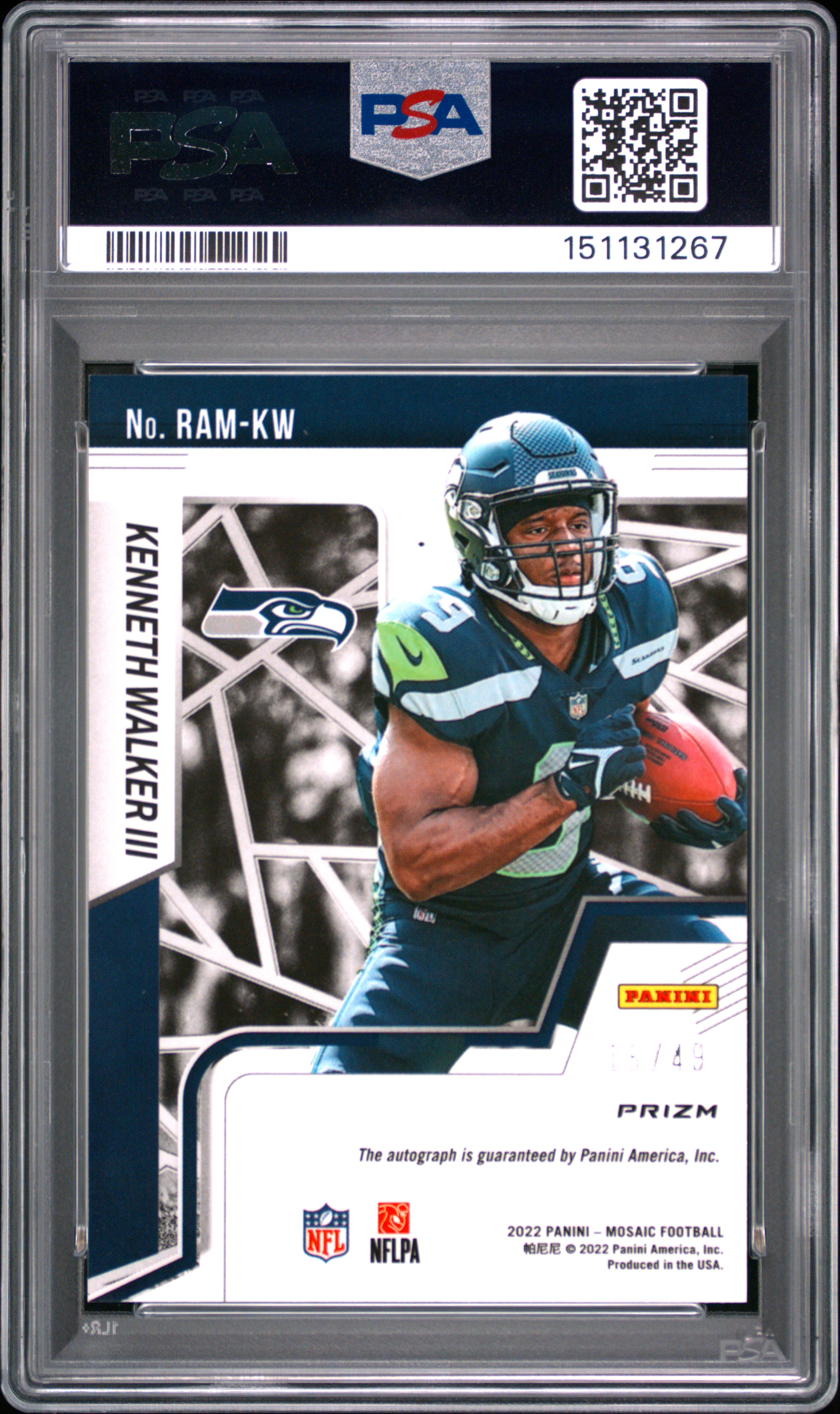 2022 Mosaic Rookie Autograph Kenneth Walker III #RAMKW Purple