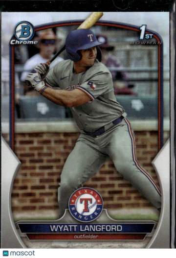 Wyatt Langford 2023 Bowman Chrome Refractor Texas Rangers