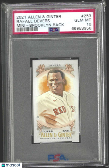 2021 Topps Allen & Ginter Rafael Devers #253 Mini Brooklyn Back PSA 10