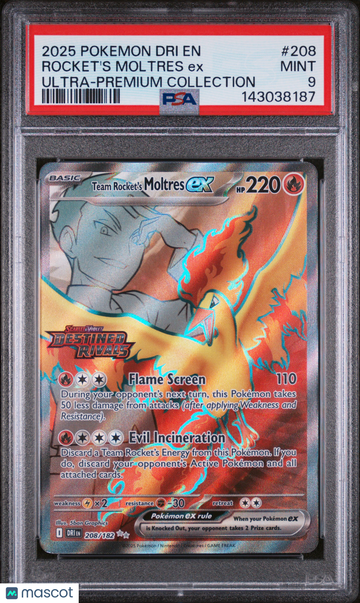 Destined Rivals Rocket's Moltres EX Holo Ultra Rare PSA 9 #208