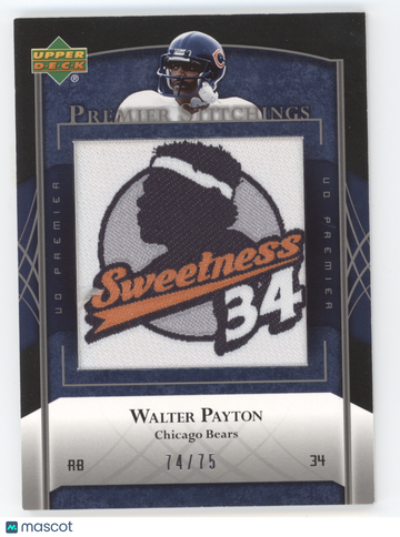 2007 Upper Deck Premier Stitchings Walter Payton #PS-41 Manufactured Patch 74/75