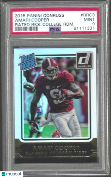 2015 Panini Donruss Rated Rookies College Redemption Amari Cooper #RRC3 RKS. RDM. PSA 9