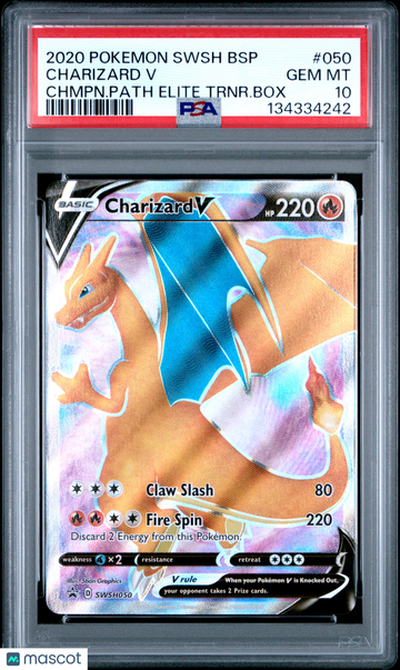 2020 Pokemon Swsh Black Star Promo Charizard V Chmpn.Path Elite Trnr.Box PSA 10 #050