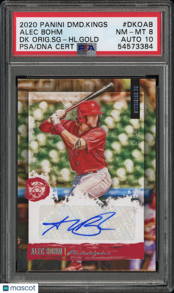 2020 Panini Diamond Kings DK Originals Signatures Alec Bohm #DKOAB Orig. SG HL. Gold /50 PSA 8 Auto 10