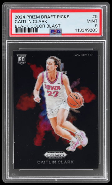 2024 Panini Prizm Draft Picks Caitlin Clark Black Color Blast PSA 9
