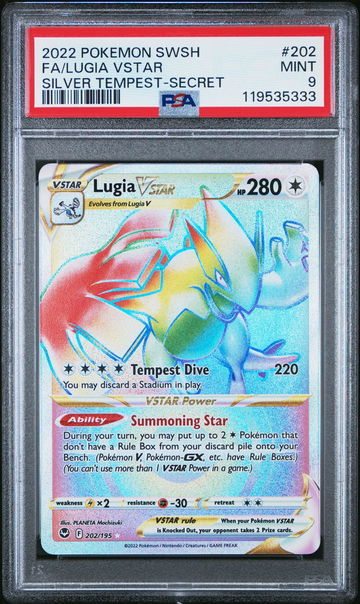 2022 Pokemon Sword and Shield Silver Tempest Secret Rare Lugia Vstar #202 PSA 9