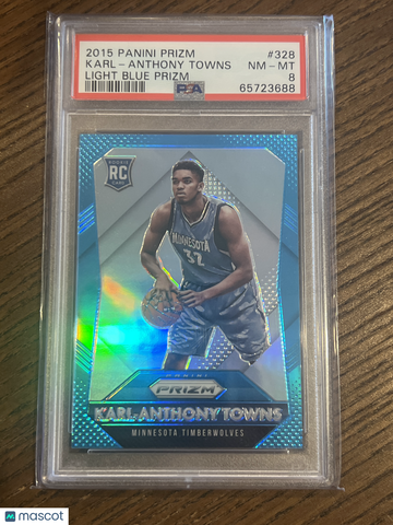 2015 Panini Prizm Karl-Anthony Towns #328 Light Blue /199 Rookie RC PSA 8