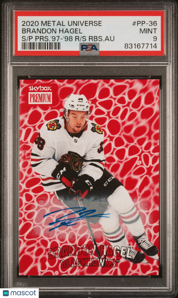 2020 Skybox Metal Universe Skybox Premium Prospects Brandon Hagel #PP-36 S/P PRS.-97--98 R/S RBS.Au PSA 9
