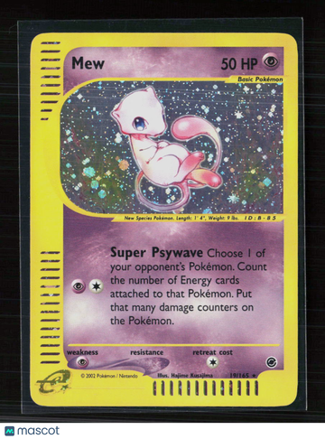 2002 Expedition Base Set Mew Holo Rare #19/165