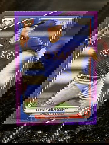 2024 Bowman COREY SEAGER #/250 PURPLE Parallel Texas Rangers