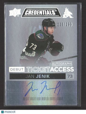2022 Upper Deck Credentials Debut Ticket Access Jan Jenik #DTAA-JJ /299