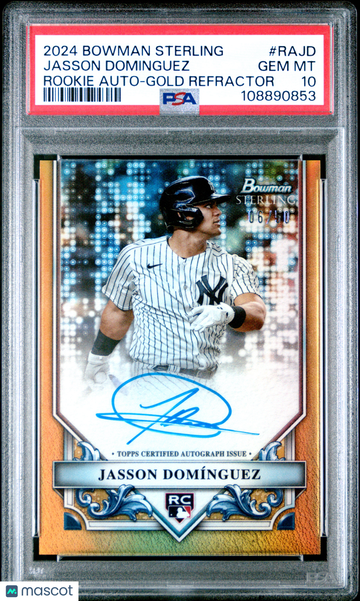 2024 Bowman Sterling Rookies Autographs Jasson Dominguez #RAJD Gold Refractor /60 PSA 10