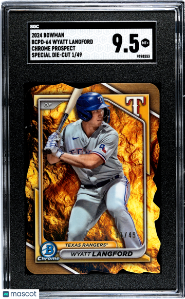2024 Bowman Wyatt Langford #BCPD-64 CHR. Pros. Special Die Cut Var. /49 SGC 9.5