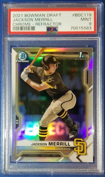 2021 Bowman Draft Jackson Merrill Chrome Refractor #BDC119 PSA 9 Padres