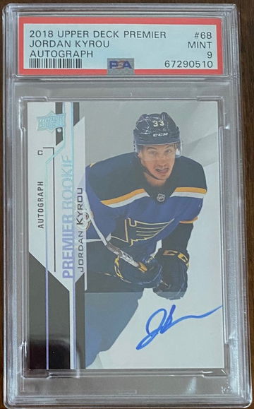 Jordan Kyrou - 2018-19 Upper Deck Premier Autograph Rookie #68 - PSA 9