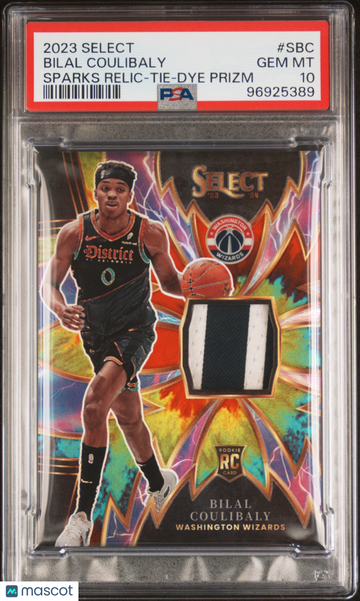 2023 Panini Select Sparks Relics Bilal Coulibaly #SBC Sparks Relic Tie Dye Prizm PSA 10