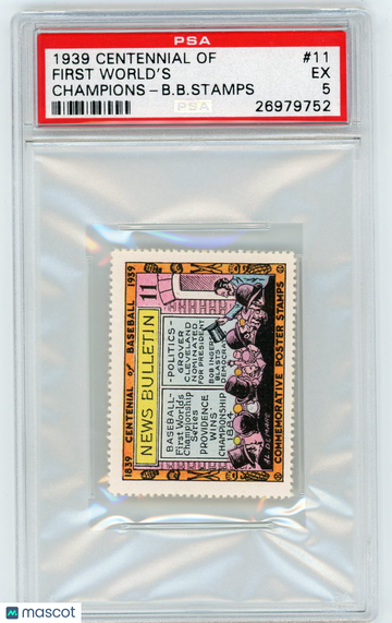 1939 Centennial Of Baseball Stamps First World's Champions #11 PSA 5