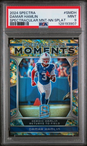 2024 Panini Spectra Spectracular Moments Neon Splatter Damar Hamlin #SMDH /8 PSA 9