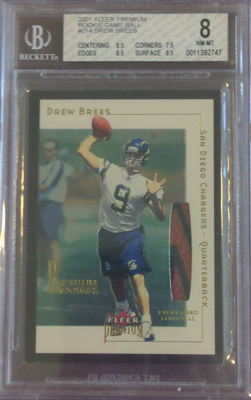2001 Fleer Premium Rookie Game Ball Drew Brees 0024/2001 #214