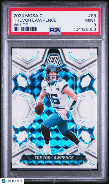 Graded 2024 Panini Mosaic Trevor Lawrence #99 White 15/25 PSA 9 Football Card