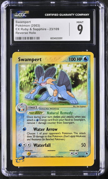 2003 Pokemon #23/109 Swampert EX Ruby & Sapphire CGC 9