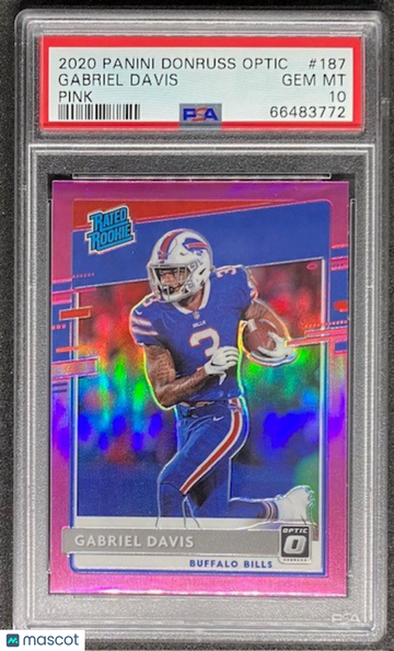 Gabriel Davis 2020 Panini Donruss Optic Pink Prizm RC #187 Bills Rookie PSA 10