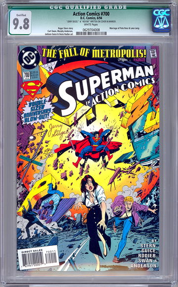 ACTION COMICS #700 CGC 9.8 SIGNED ANNIV ED *SUPERMAN CREATOR* JERRY SIEGEL 1994