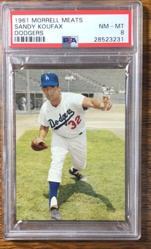 1961 Morrell Meats #4 Sandy Koufax PSA 8 NrMt Mt Clean HOF