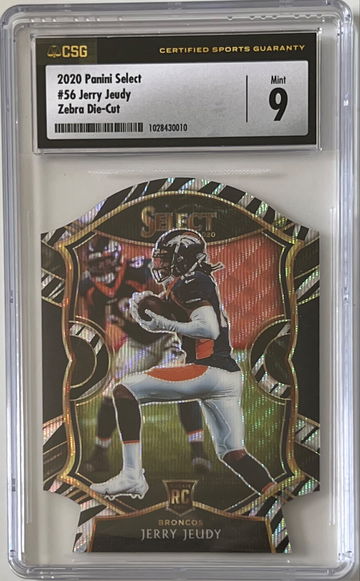 2020 Panini Select Jerry Jeudy Zebra Die-Cut RC CSG 9 Broncos