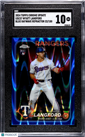 2024 Topps Chrome Update Wyatt Langford #USC37 Blue Raywave Refractor SGC 10