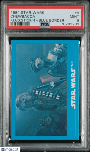 1984 Star Wars Kelloggs Stick'r Chewbacca #9 Klgs. Stick'r Blue Border PSA 9