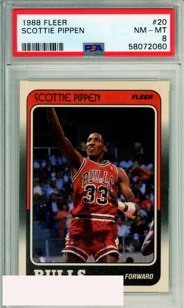 1988 FLEER SCOTTIE PIPPEN #20 ROOKIE HOF CHICAGO BULLS PSA NM-MT 8