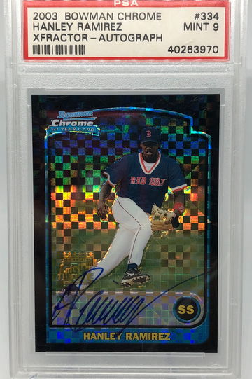 2003 Bowman Chrome X-Fractor XFractor Autograph Hanley Ramirez PSA 9