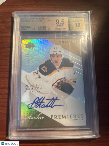 2013-14 Upper Deck Trilogy Dougie Hamilton #138 /399 Rookie AU/399 BGS 9.5 Auto 10