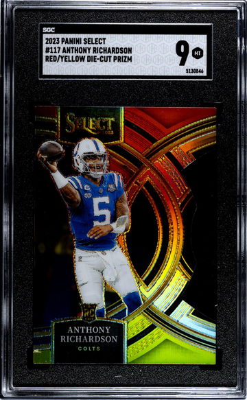 2023 Panini Select Red/Yellow Die-Cut Anthony Richardson #117 RC SGC 9