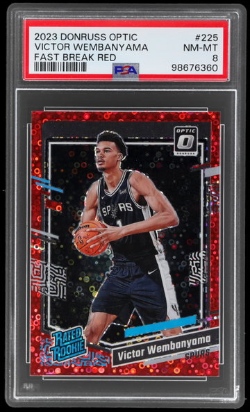 2023 Donruss Optic Victor Wembanyama Red Fast Break PSA 8 RC