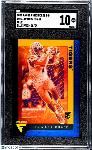 2021 Panini Chronicles Draft Picks Ja'marr Chase #236 Flux Blue Prizm SGC 10