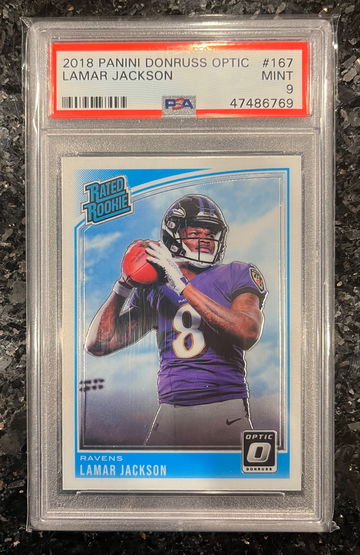 2018 Panini Donruss Optic Lamar Jackson RC Rookie #167 - PSA 9 MINT - Ravens 
