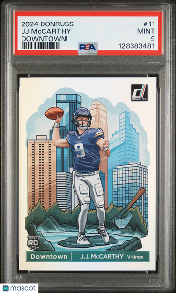 2024 Panini Donruss Downtown! JJ Mccarthy #11 PSA 9