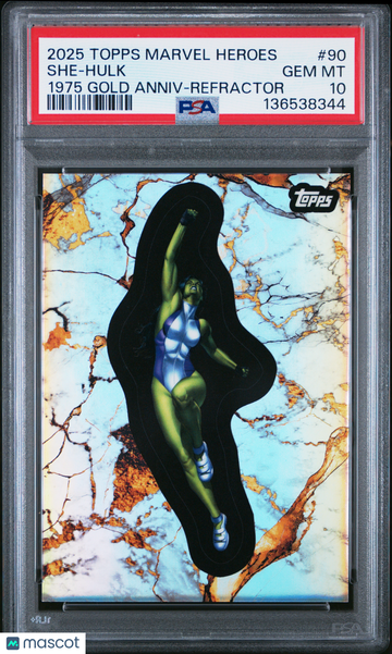 2025 Topps Marvel Comic Book Heroes 1975 Gold Anniversary She-Hulk #90 PSA 10
