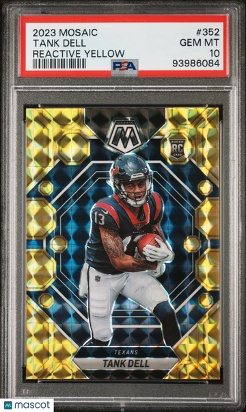 2023 Panini Mosaic Tank Dell Reactive Yellow Rookie #352 PSA 10 Houston Texans