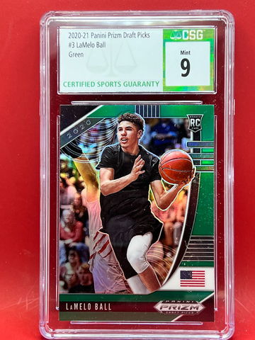 2020-21 Panini Prizm Draft Picks LaMelo Ball #3 GREEN CSG 9